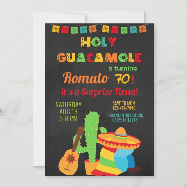 Fiesta boy / man birthday invitation, any age. invitation (Front)