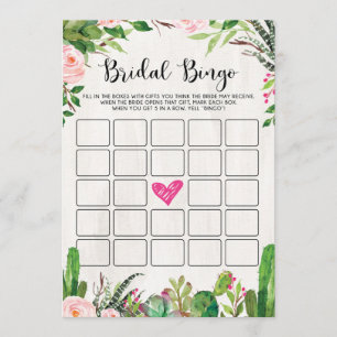 Fiesta Bridal Shower Game Cactus Pink Floral Card
