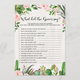 Fiesta Bridal Shower Game What Did Groom Say Invitation
