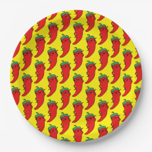 Fiesta Bridal Shower Kawaii Red Hot Pepper Diva Paper Plate