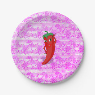 Fiesta Bridal Shower With Red Hot Pepper Diva Paper Plate