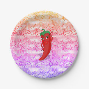 Fiesta Bridal Shower With Red Hot Pepper Diva Paper Plate