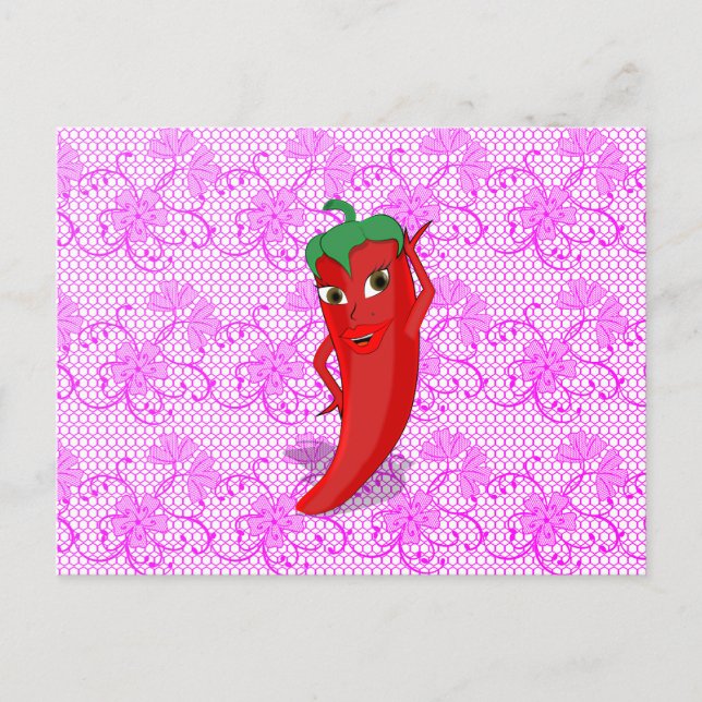 Fiesta Bridal Shower With Red Hot Pepper Diva Postcard (Front)