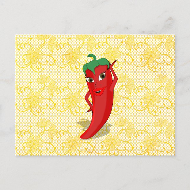 Fiesta Bridal Shower With Red Hot Pepper Diva Postcard (Front)