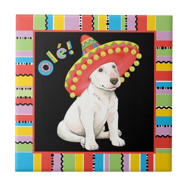 Fiesta Bull Terrier Ceramic Tile (Front)