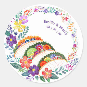 FIESTA Cacti Folkart Flowers Custom Classic Round Sticker