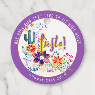 FIESTA Cacti Folkart Flowers Custom Favour Tags