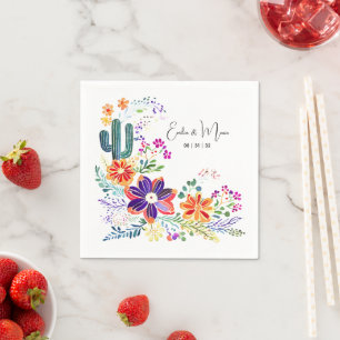 FIESTA Cacti Folkart Flowers Custom Napkin