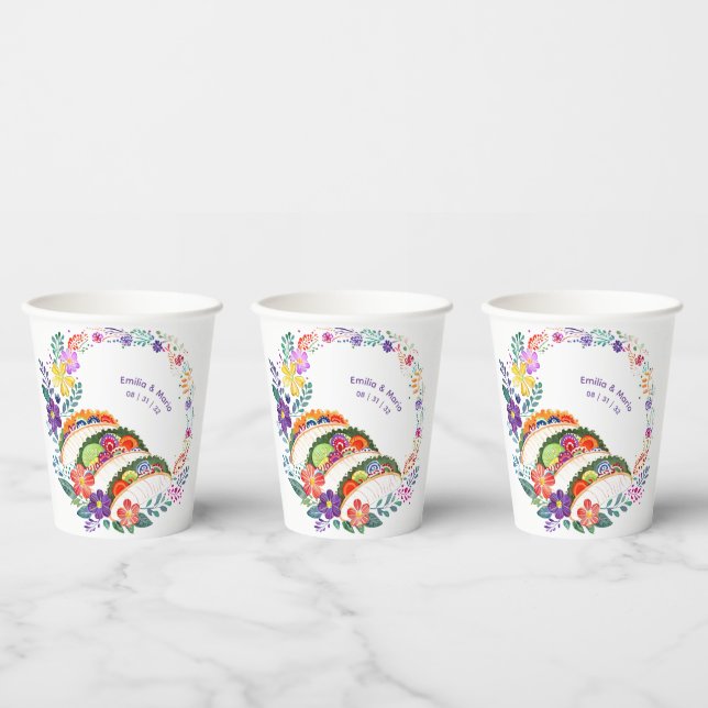 FIESTA Cacti Folkart Flowers Custom Paper Cups (Multi)