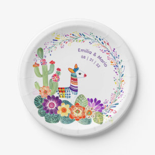 FIESTA Cacti Folkart Flowers Custom Paper Plate