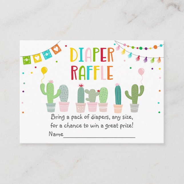 Fiesta Cactus Baby Shower Diaper Raffle Enclosure Card (Front)
