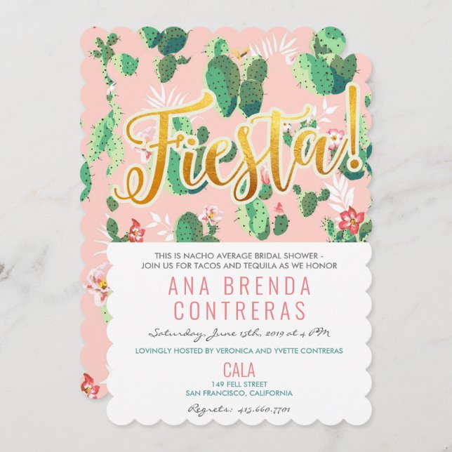 Fiesta Cactus Bridal Shower Invitation (Front/Back)
