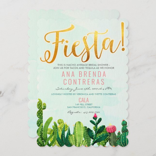 Fiesta Cactus Bridal Shower Invitation (Front/Back)