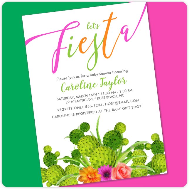 Fiesta Cactus Colourful Floral Baby Shower Invitation (Creator Uploaded)