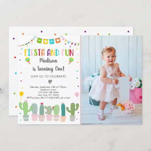 Fiesta Cactus First Birthday Invitation