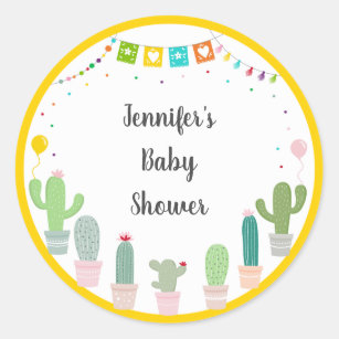 Fiesta Cactus Gender Neutral Baby Shower Classic Round Sticker