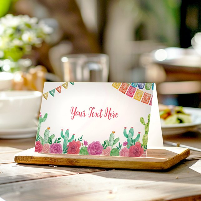 Fiesta Cactus Girl Birthday Place Card (Creator Uploaded)