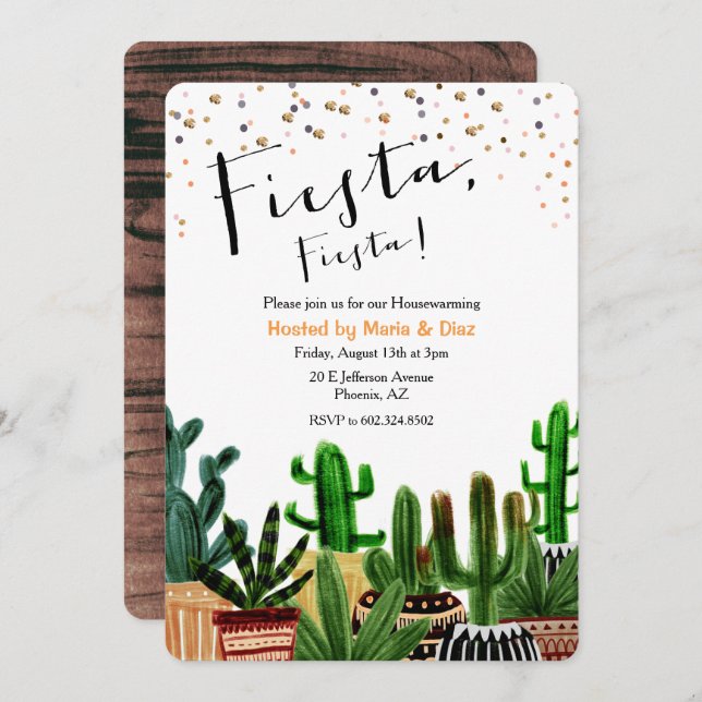 Fiesta Cactus Housewarming Invitation (Front/Back)