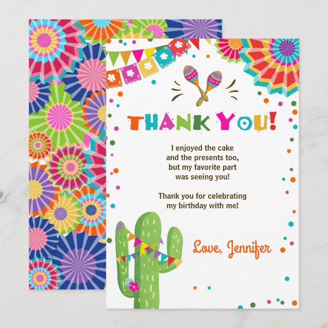 Fiesta Cactus Mexican Nacho Average Thank You Card (Front/Back)