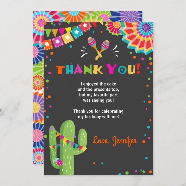 Fiesta Cactus Mexican Nacho Average Thank You Card (Front/Back)