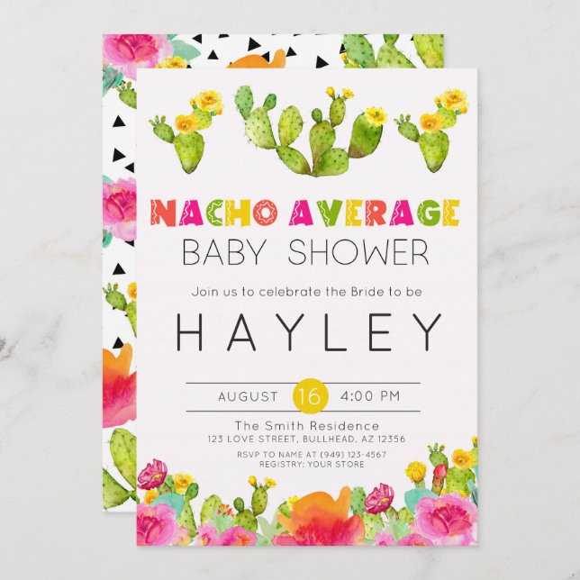 Fiesta Cactus Nacho Average Baby Shower Invitation (Front/Back)