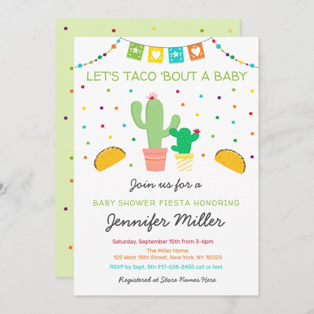 Fiesta Cactus Taco Bout A Baby Shower Invitation (Front/Back)