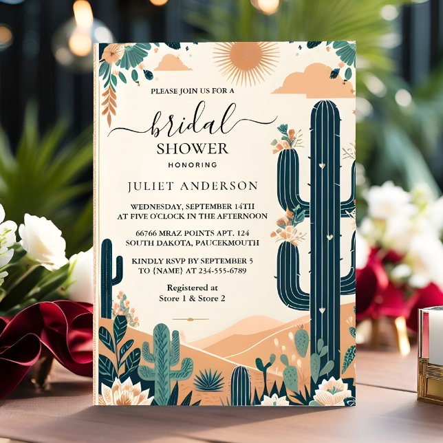 Fiesta Cactus Travel Mexicans Bridal Shower Invitation (Creator Uploaded)