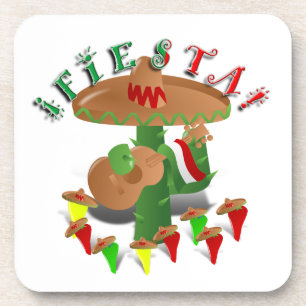 Fiesta Cactus w/Sombrero & Guitar Coaster