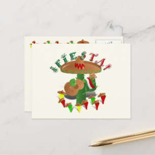 Fiesta Cactus w/Sombrero & Guitar Postcard