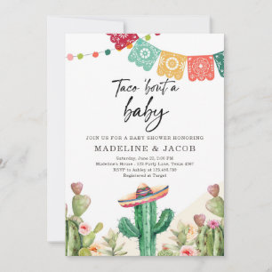 Fiesta Cactus Watercolor Baby Couples Shower Invit Invitation