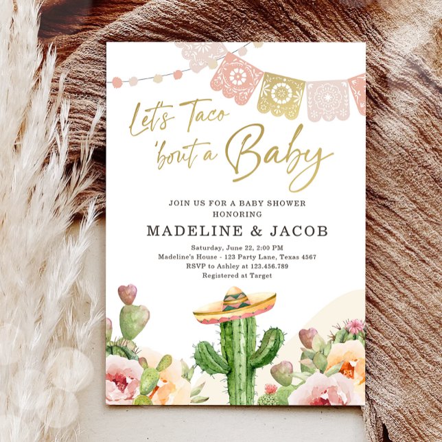 Fiesta Cactus Watercolor Baby Couples Shower Invit Invitation (Creator Uploaded)