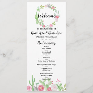 Fiesta Cactus Wedding Program Flowers Cacti Mexico