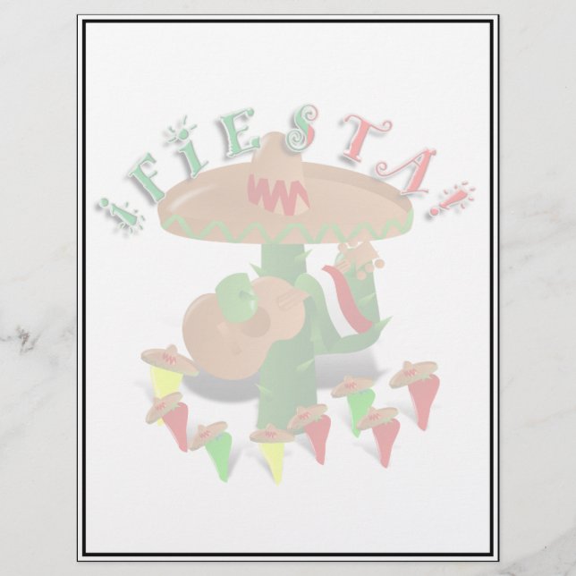 Fiesta Cactus with Guitar & Dancing Peppers (Front)