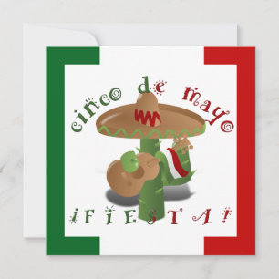 Fiesta Cactus with Guitar & Dancing Peppers Invitation