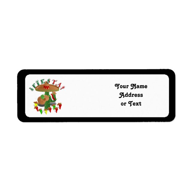 Fiesta Cactus with Guitar & Dancing Peppers Return Address Label (Front)