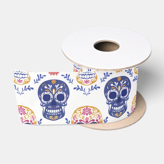  Fiesta Calaveras  Satin Ribbon (Spool)