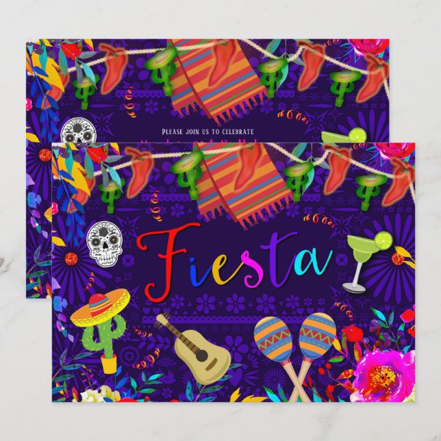Fiesta Celebration Birthday Party Cinco De Mayo Invitation (Front/Back)