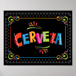 Fiesta CERVEZA Party Sign Print