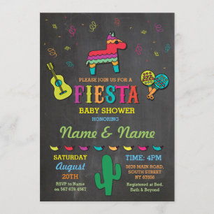 Fiesta Chalk Pinata Couples Parents Baby Shower Invitation