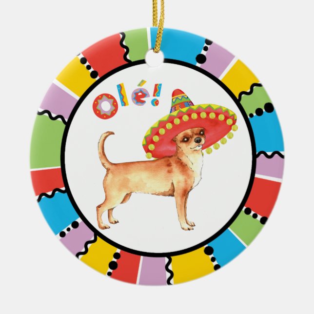 Fiesta Chihuahua Ceramic Ornament (Front)