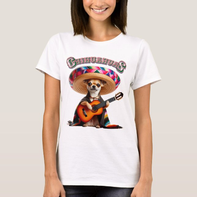 Fiesta Chihuahua - Guitar Serenade With Sombrero T-Shirt (Front)