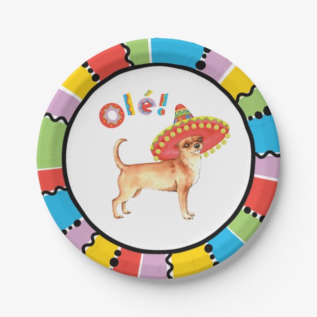 Fiesta Chihuahua Paper Plate (Front)