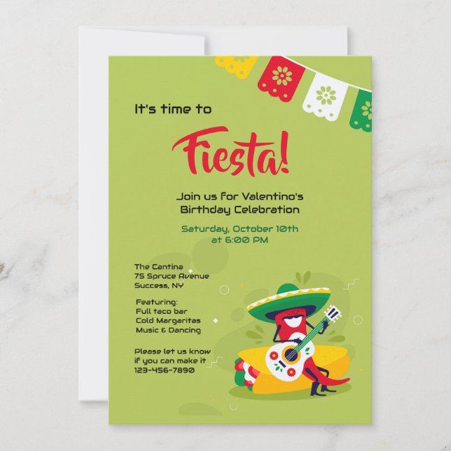 Fiesta Chilli Pepper Man Invitation (Front)