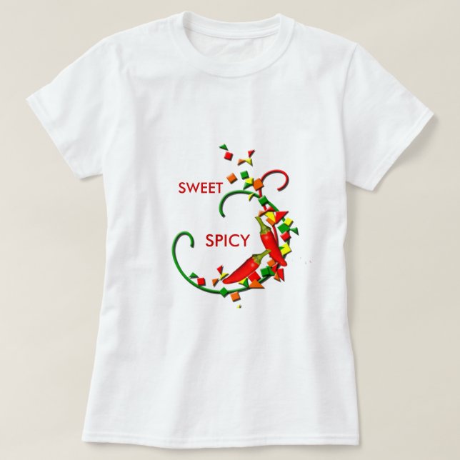 Fiesta Chilli Peppers Ladies Sweet Spicy T-shirt (Design Front)