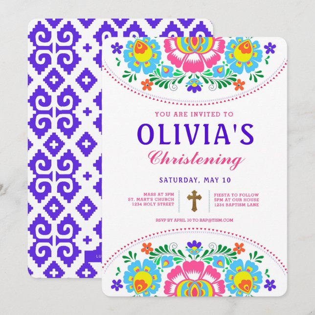 Fiesta Christening Invitation (Front/Back)