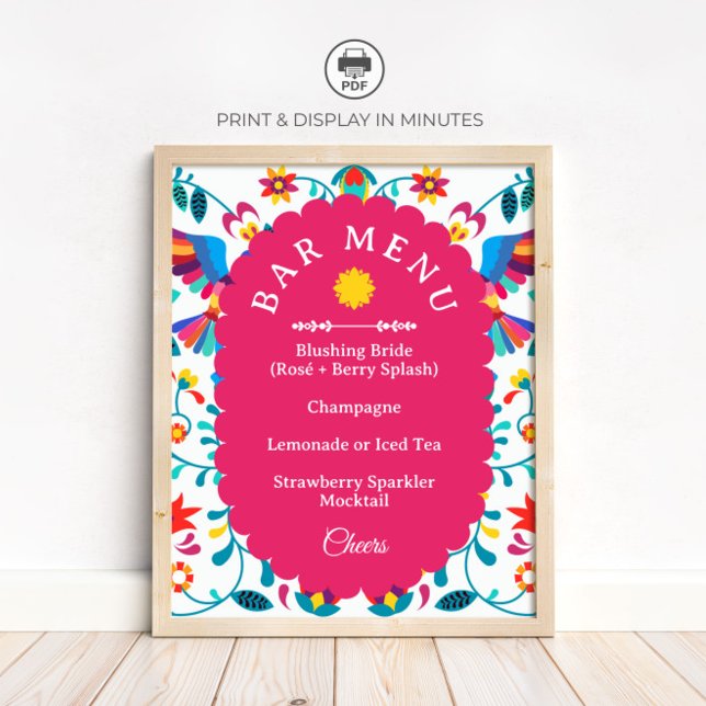 Fiesta Cocktail Bar Menu Bridal Shower Sign (Creator Uploaded)