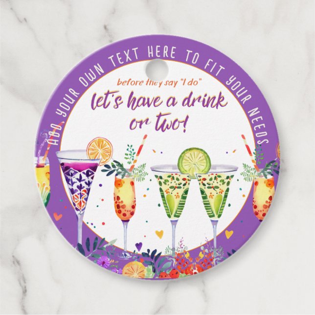 FIESTA  Cocktails Custom Favour Tags (Front)