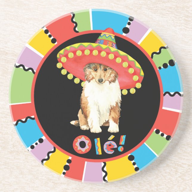 Fiesta Collie Drink Coaster (Front)