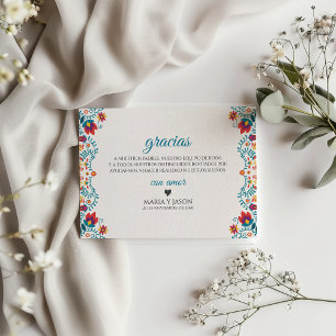 Fiesta Colorful Botanical Floral Spanish Wedding Thank You Card