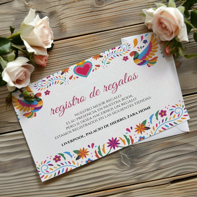 Fiesta Colorful Flowers Botanical Spanish Wedding Enclosure Card (Fiesta Colorful Flowers Botanical Spanish Wedding Enclosure Card)
